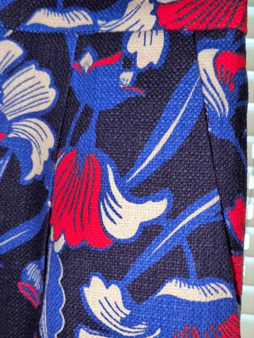 J. Crew Navy Floral Mini Skirt With Pockets— Red & White Blooms